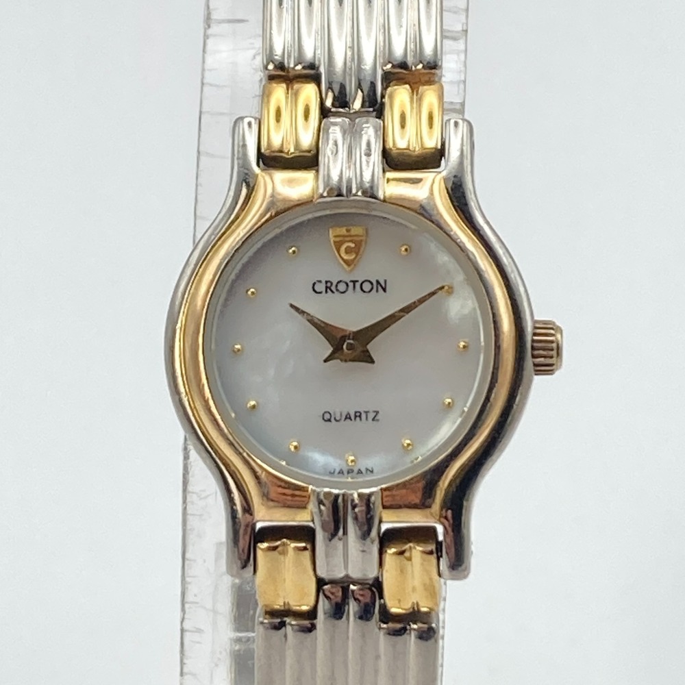 Vtg Croton Womens Watch 20mm Gold Silver Two Tone MOP Dial WR New Battery 7.25"